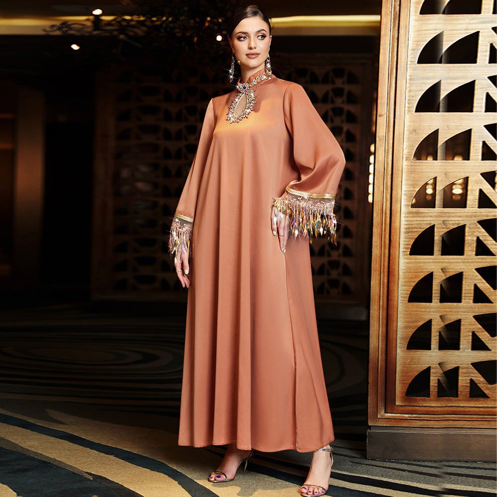 Women's Gradient Tassel Maxi Dress