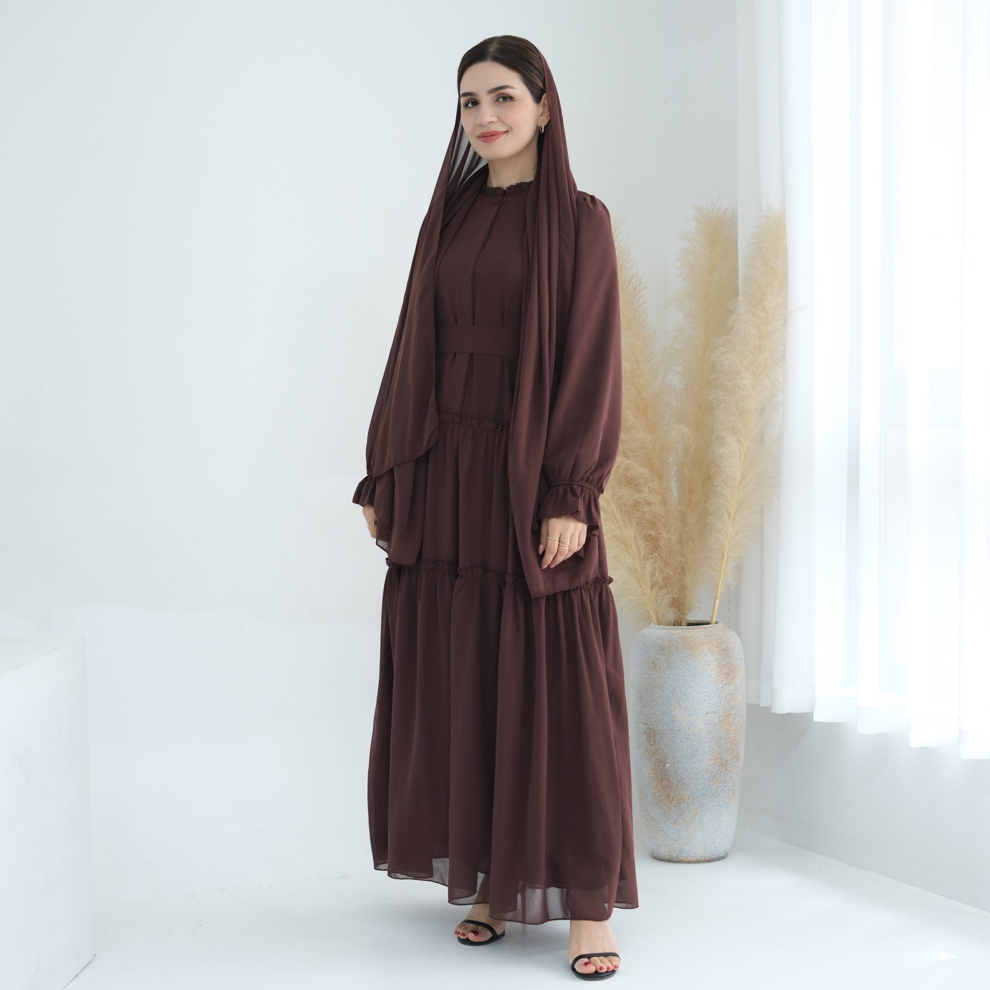 Women's Solid Color Maxi Abaya Dress