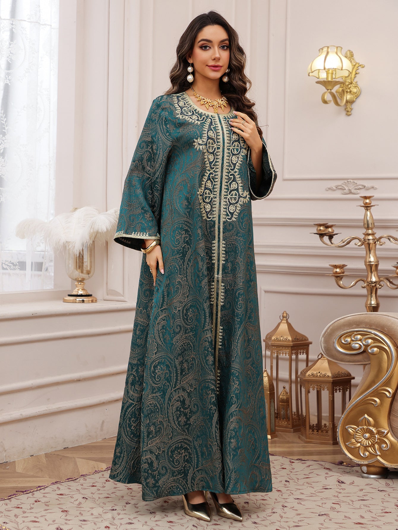 Women's Jacquard Embroidered Evening Dress