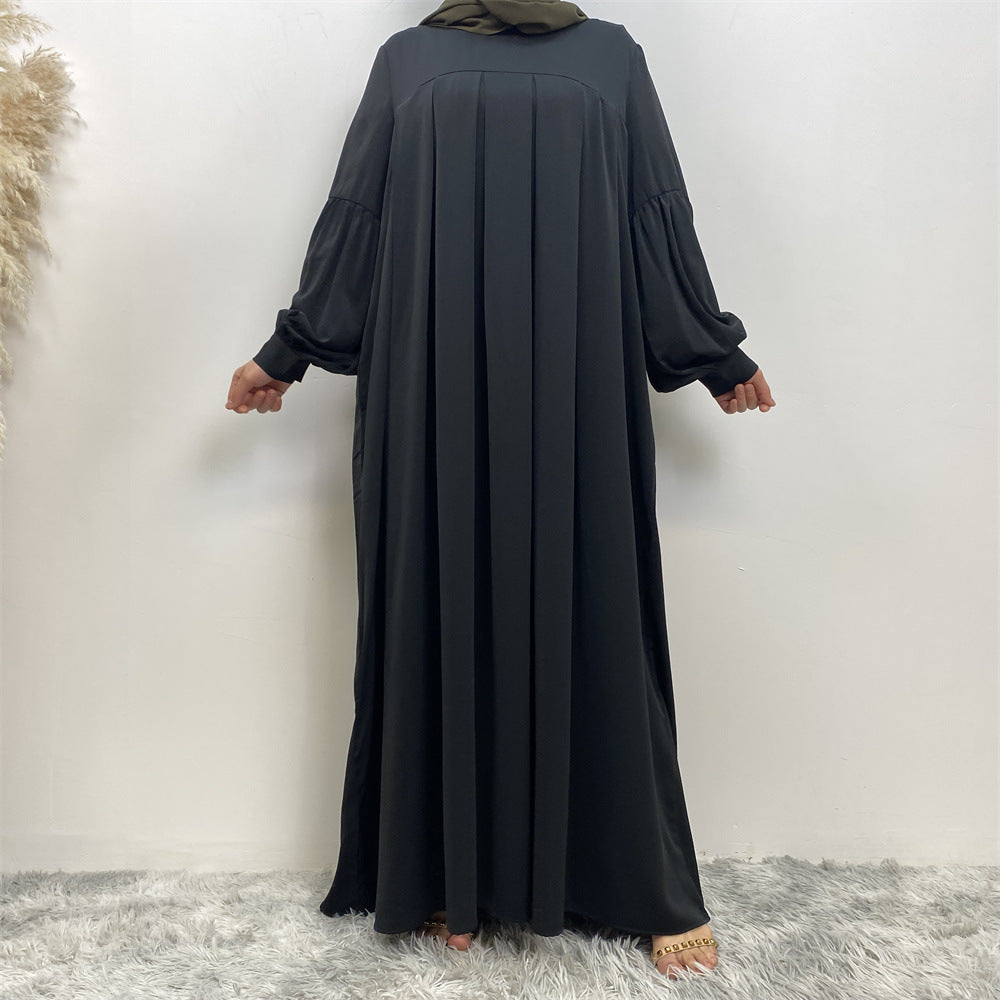 Women's Crewneck Solid Pleated Dress