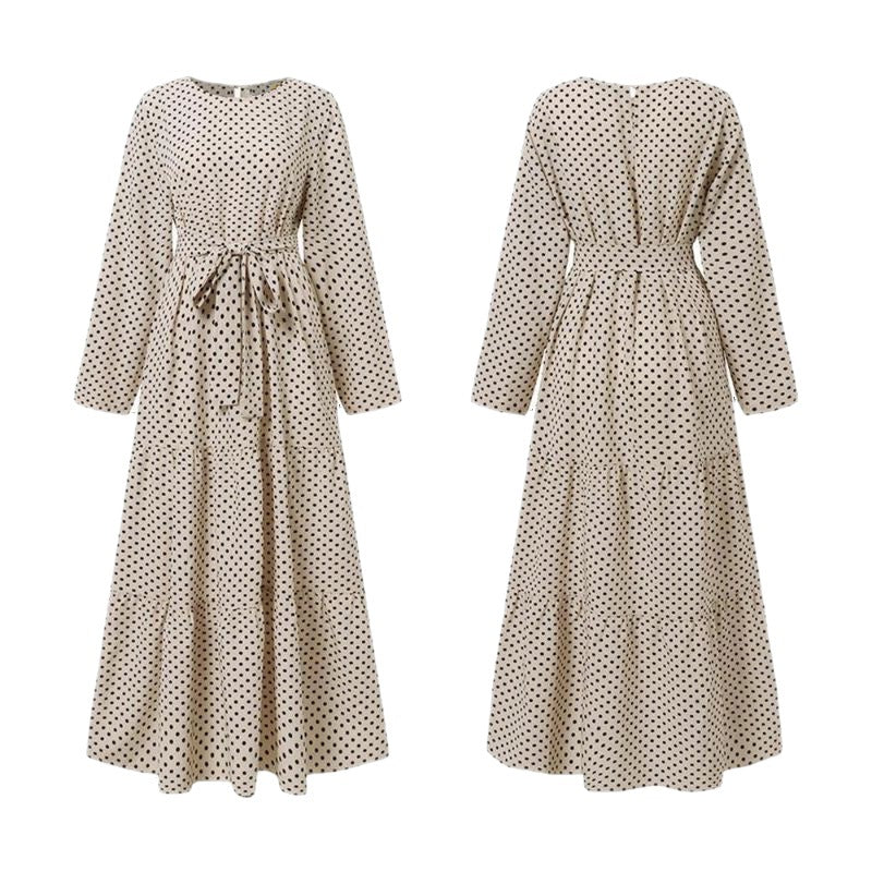 Women's Polka Dot Long Sleeved Dress