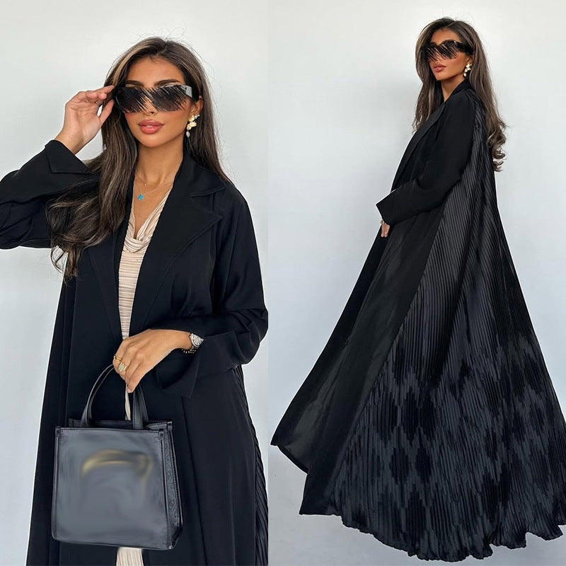 Women's Fashionable Black Robe Open Abaya