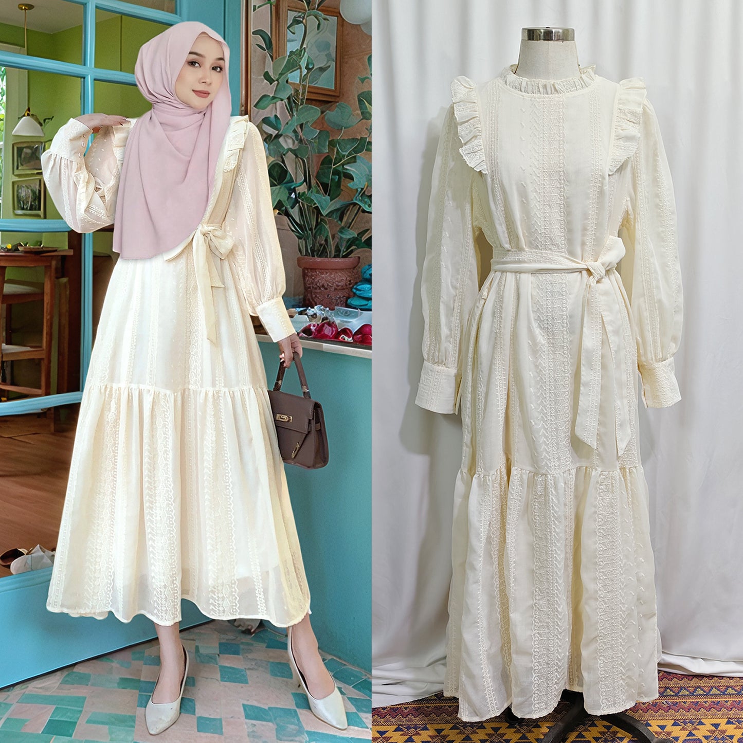 Women's Patchwork Ruffles Embroidered Dresses