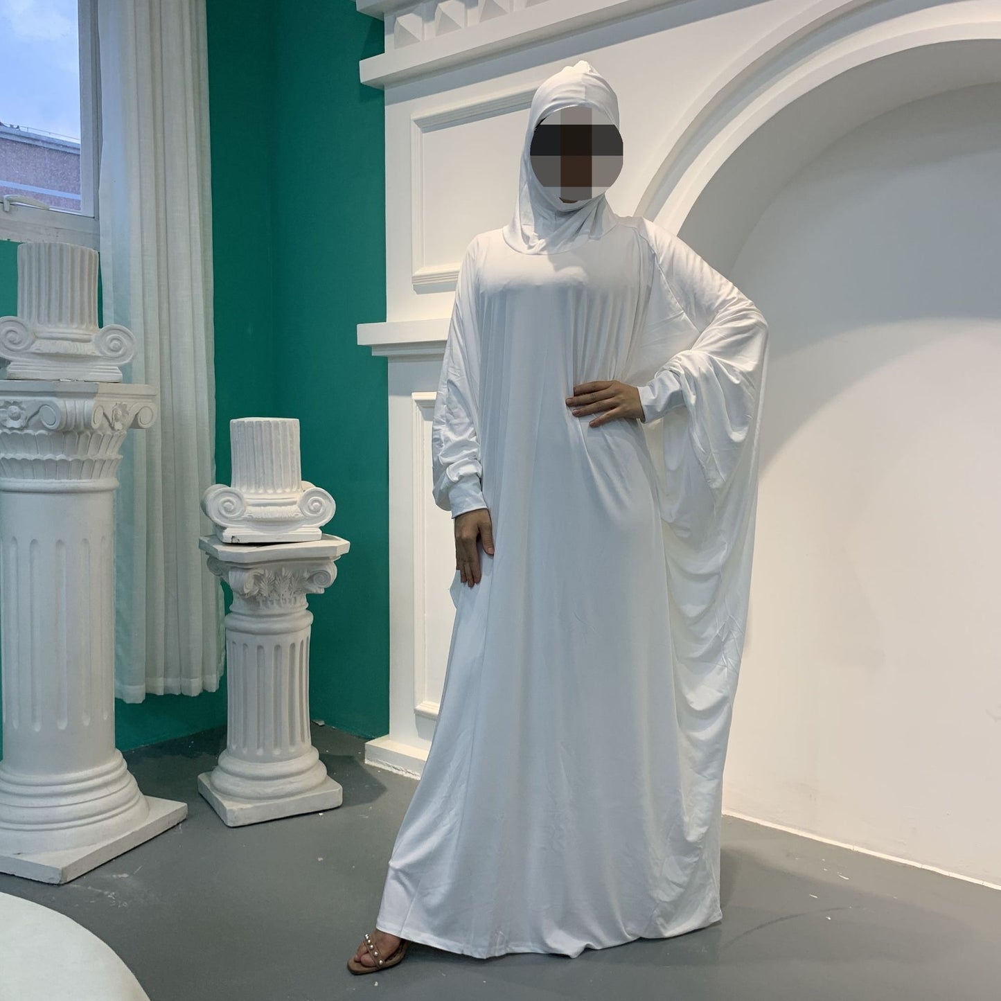 Solid Color Fashion Bat Sleeve Abaya Dress