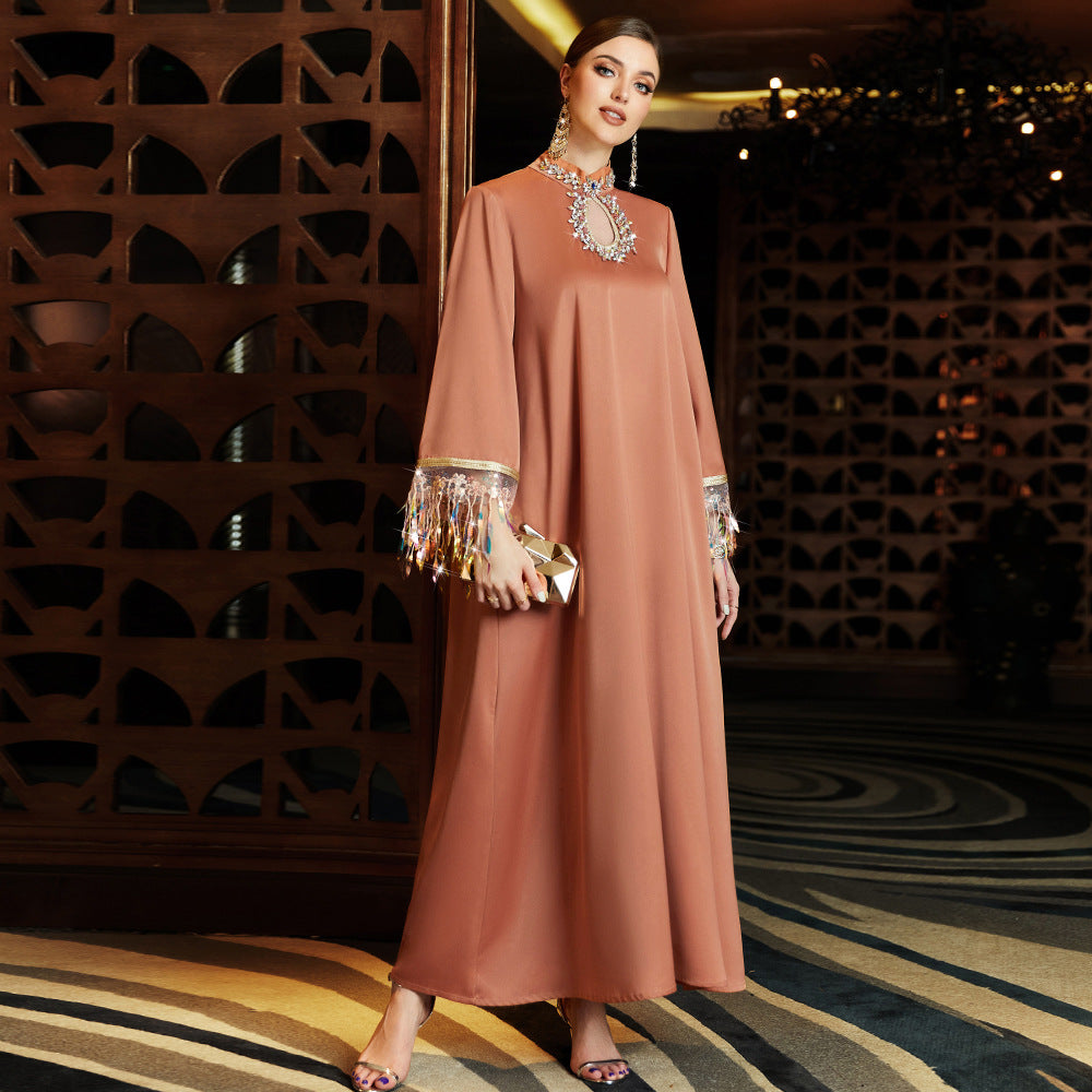 Women's Gradient Tassel Maxi Dress