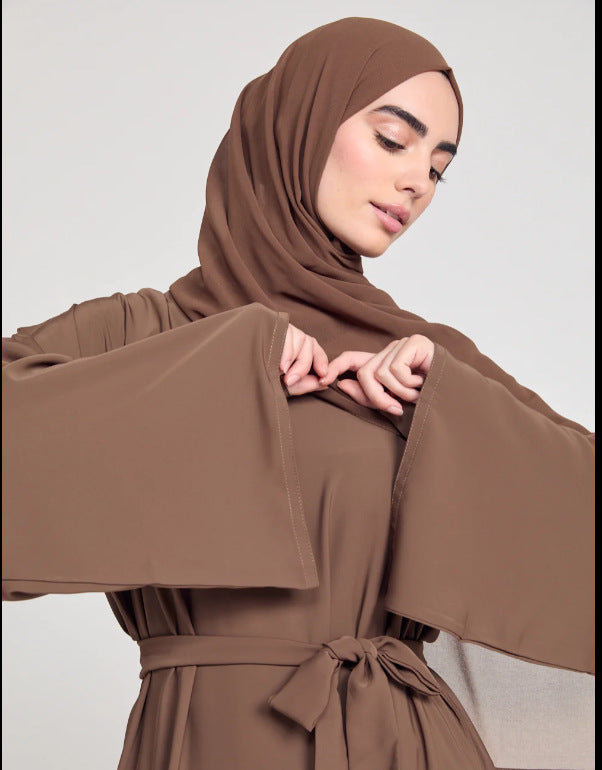 Women's Round Neck Bell Sleeve Abaya Dress