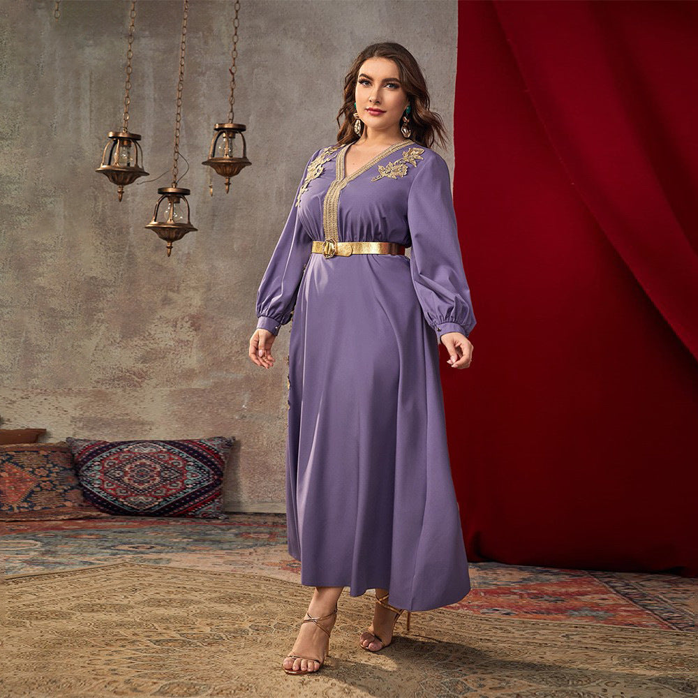 V-neck Loose High Waist A-line Dress