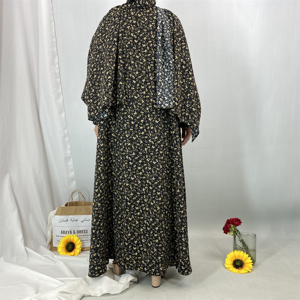 Women's Muslim Floral Dress with Headscarf