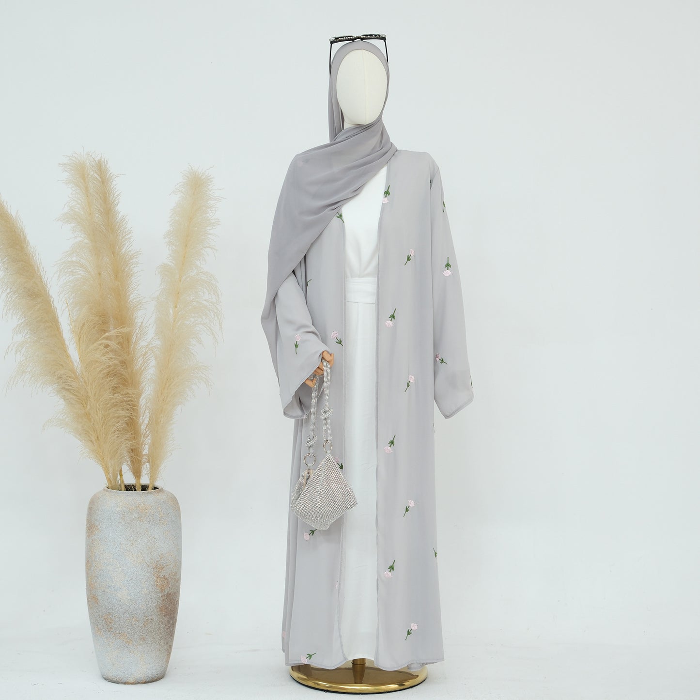 Floral Embroidery Elegant Cardigan Robe