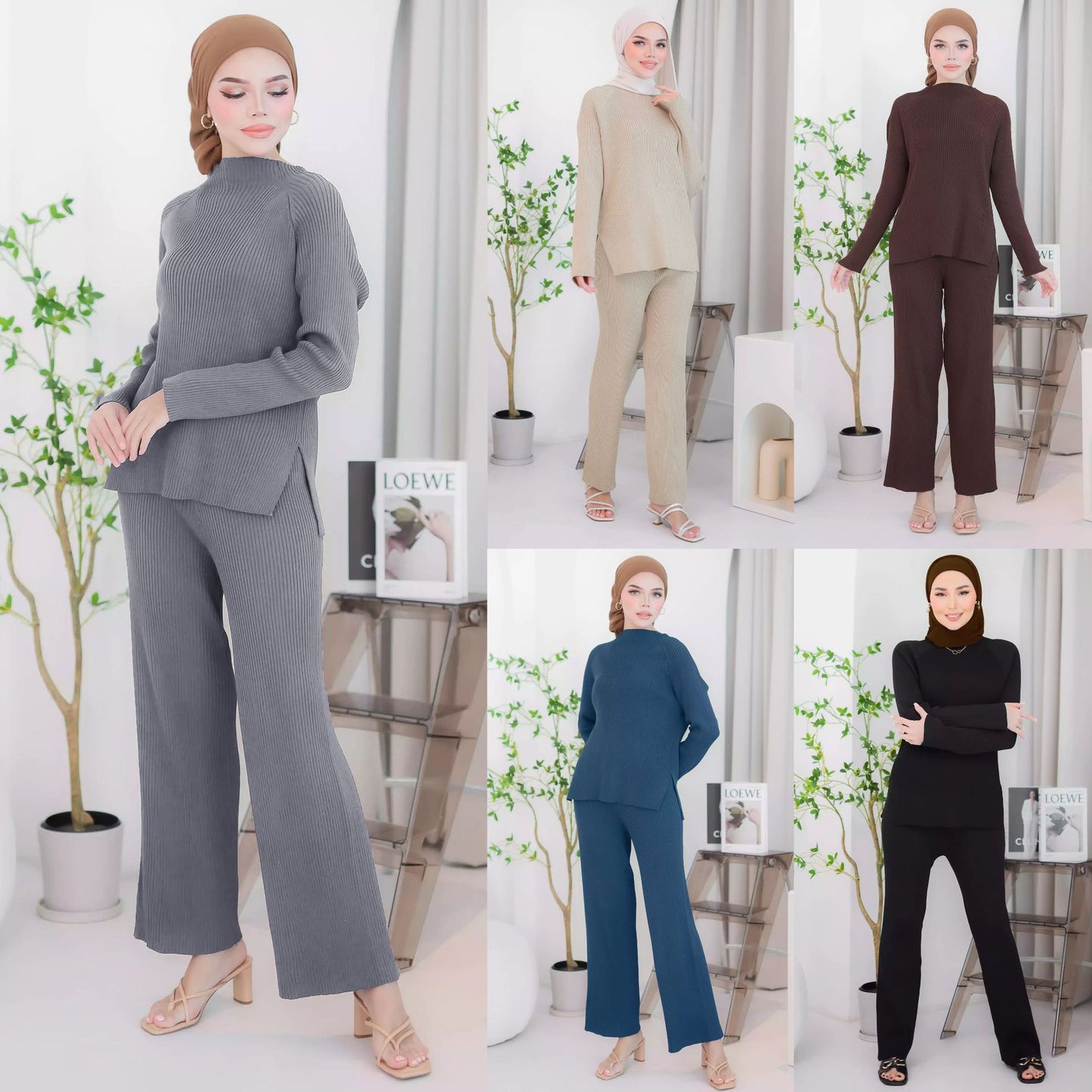 Women's Casual Knit Suit Two-piece Sets
