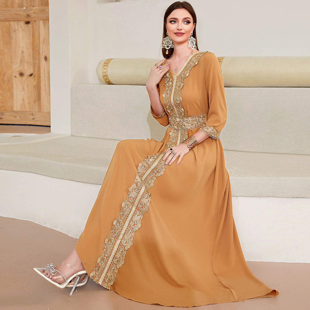Embroidered Lace Elegant Vintage Dress