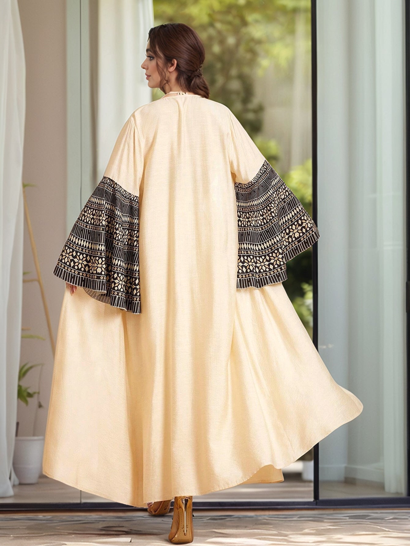 Women's Robe Printed Camisole Dress Two-piece Dress