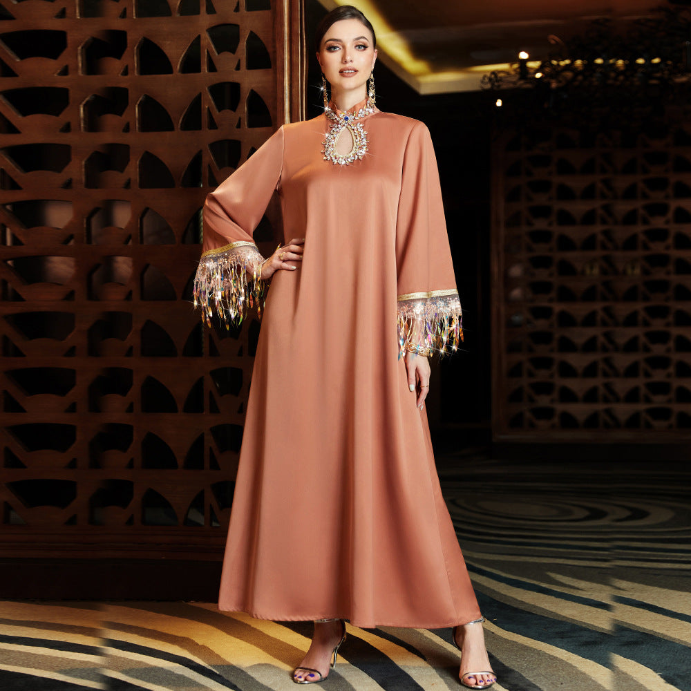 Women's Gradient Tassel Maxi Dress