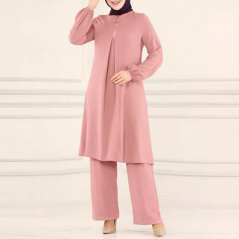 Embroidered Dubai Modest Formal Maxi Kaftan Two-Piece Set