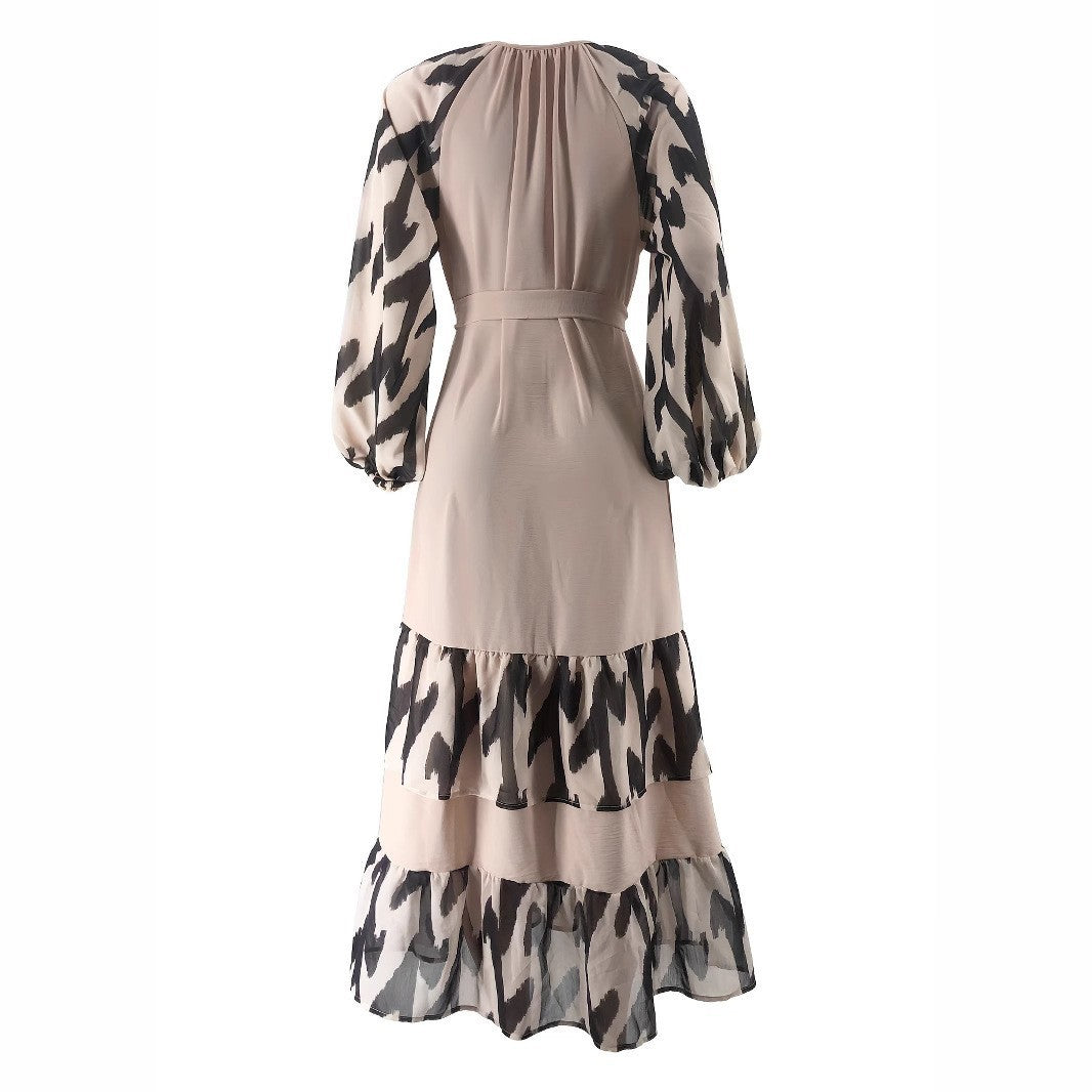Women's Striped Maxi Dress with Belt