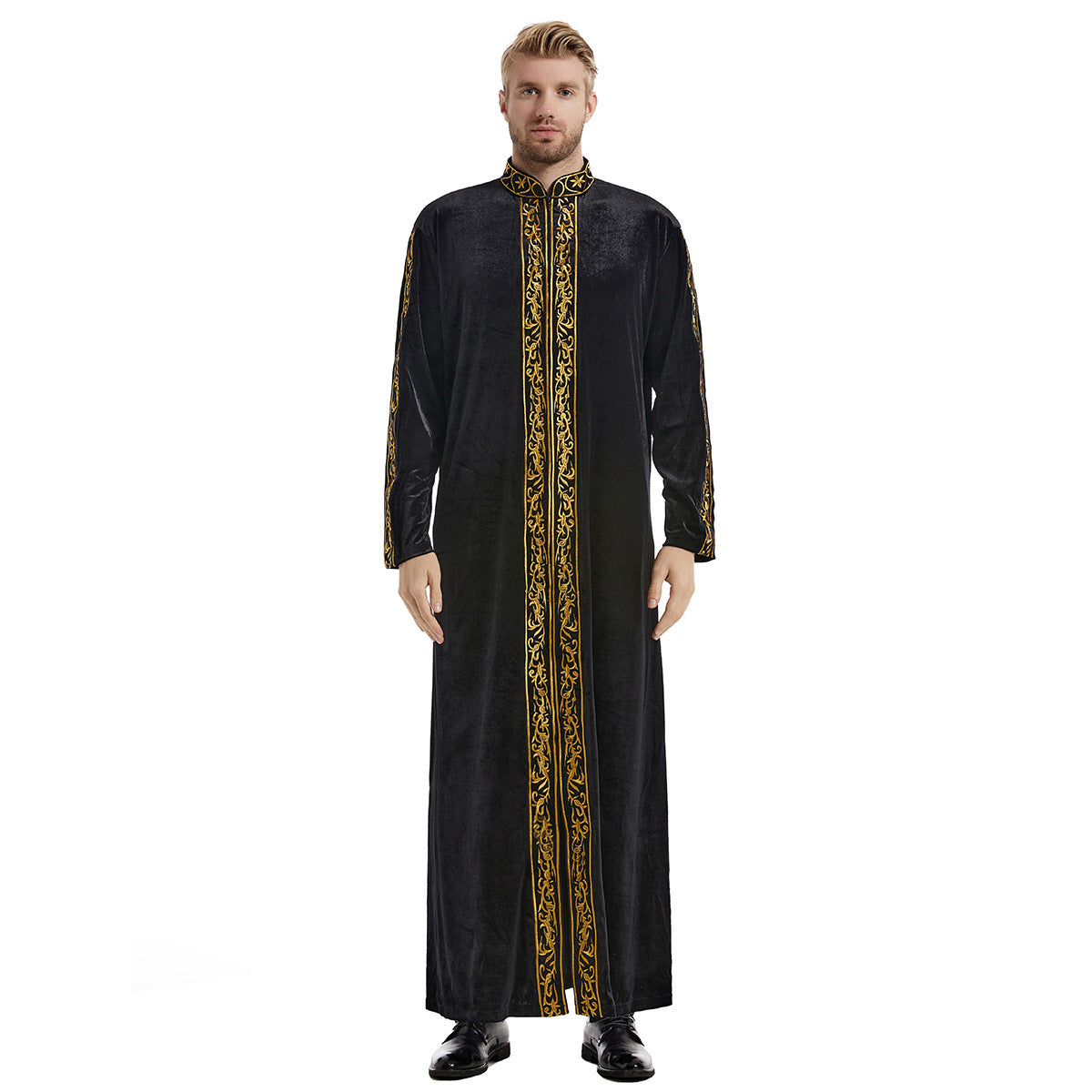 Men's Gold Velvet Embroidered Thobe