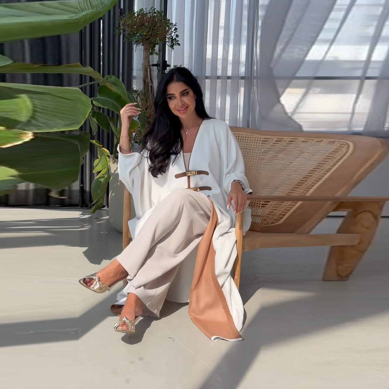 Women's Button-Up Color-Block Robe