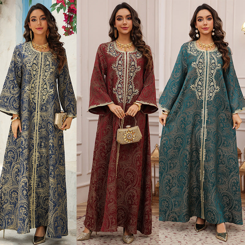 Women's Jacquard Embroidered Evening Dress