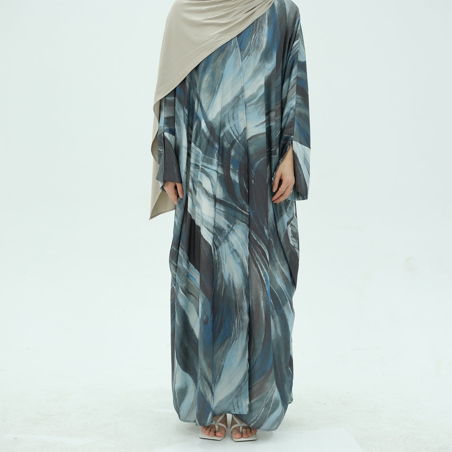 Printed Robe with Abstract Pattern Lightweight Modest Wear