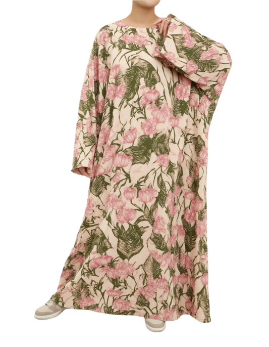 Floral Nursing Kaftan Dress with Pockets – Plus Size Fit