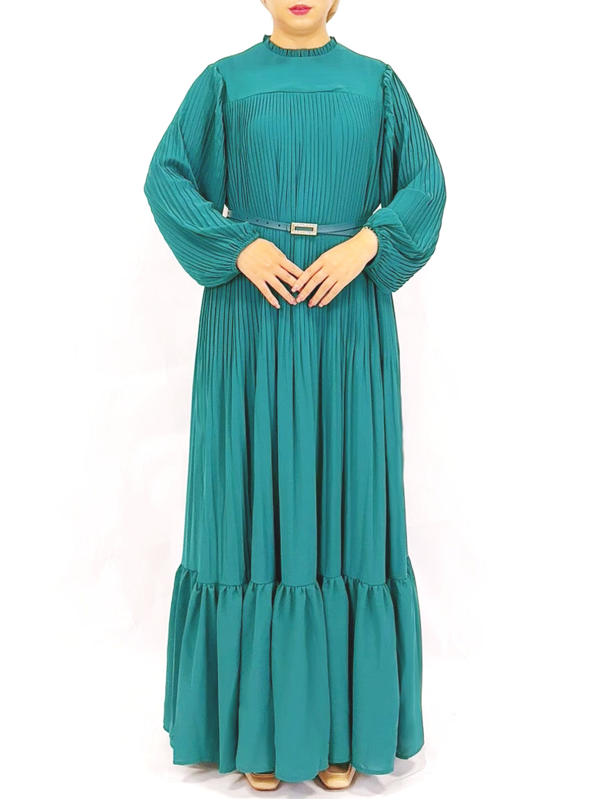 pleated dress muslimah Modest Muslim Womens Luxe Pleated Evening Formal Dress G761