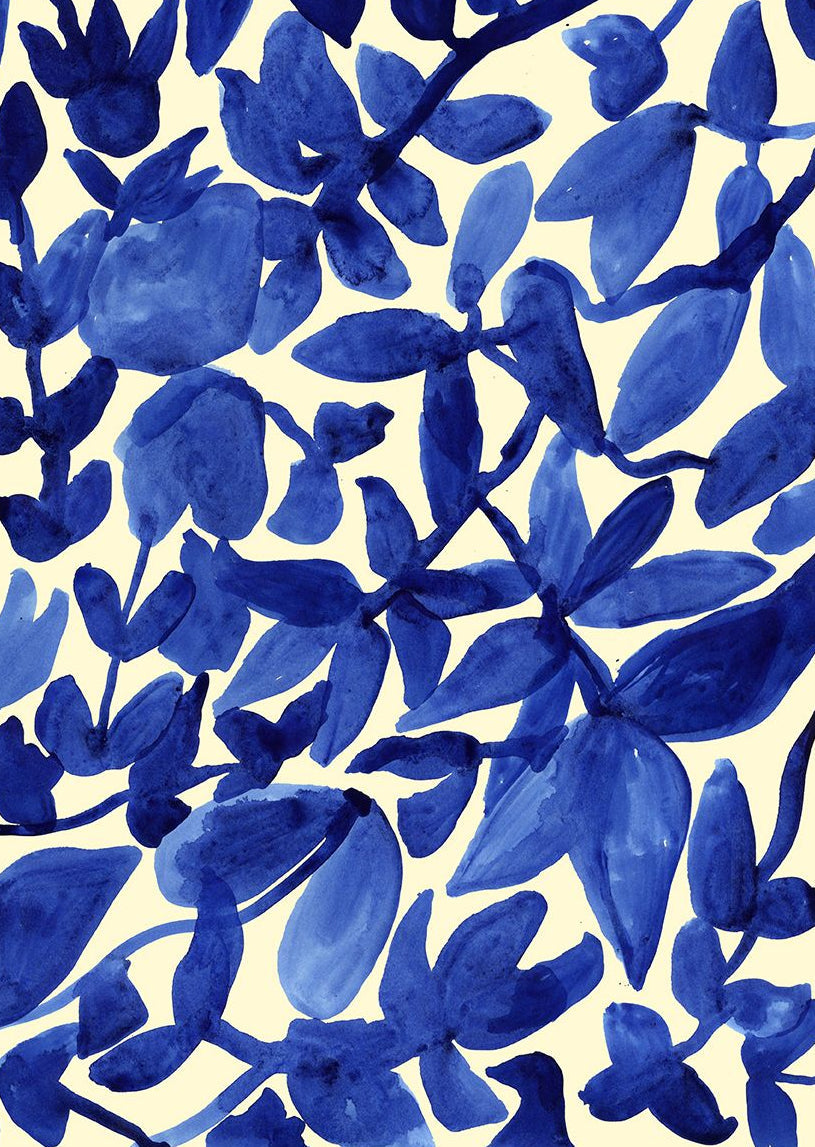 Blue Leaf Nursing Kaftan Dress – Modest Watercolor Style