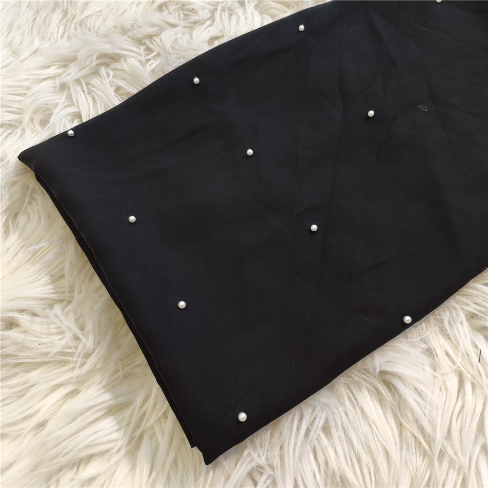 Black Bead Solid Color Headscarf