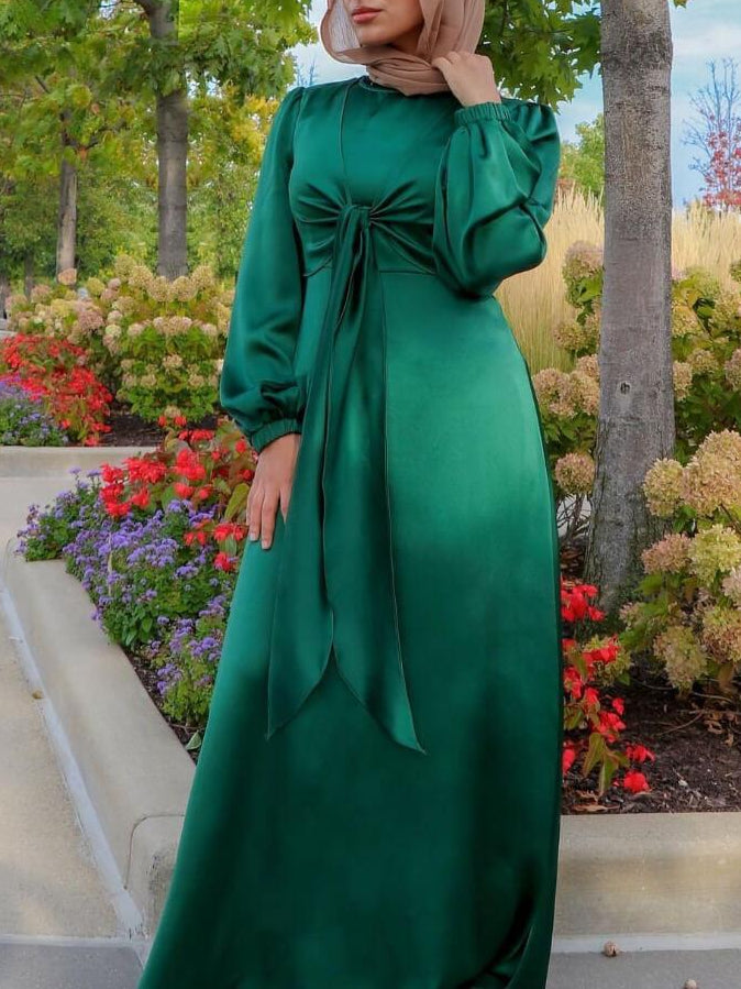 Women's Soft Lace Up Plain Abaya Dress