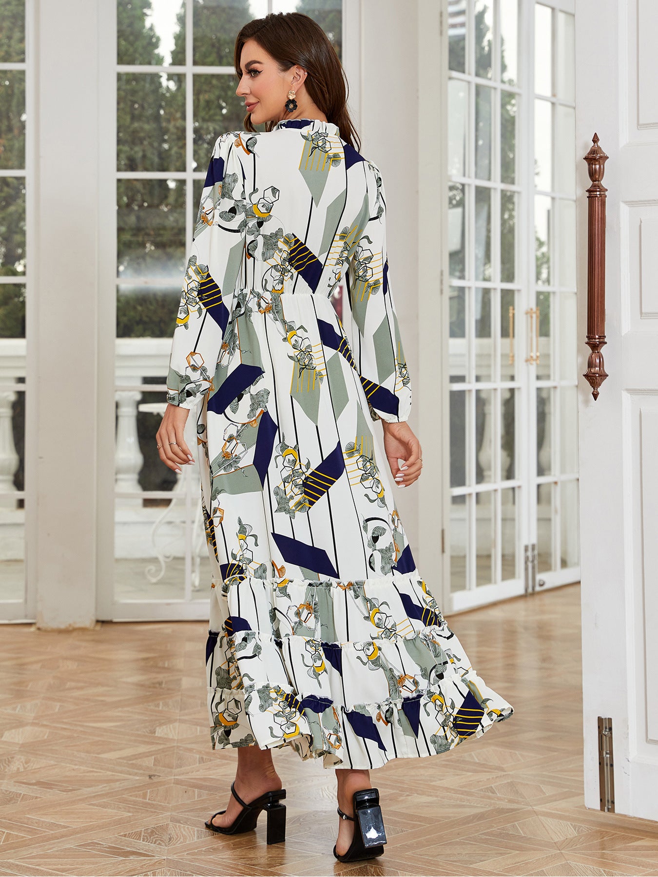 Women's Long Sleeve Print Dress