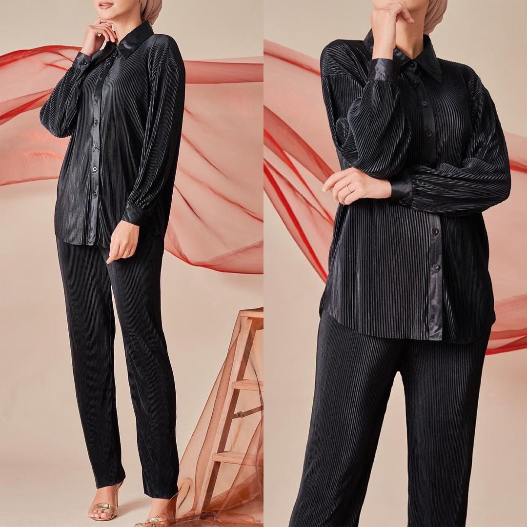 Women's Pleated Loose Pant Sets