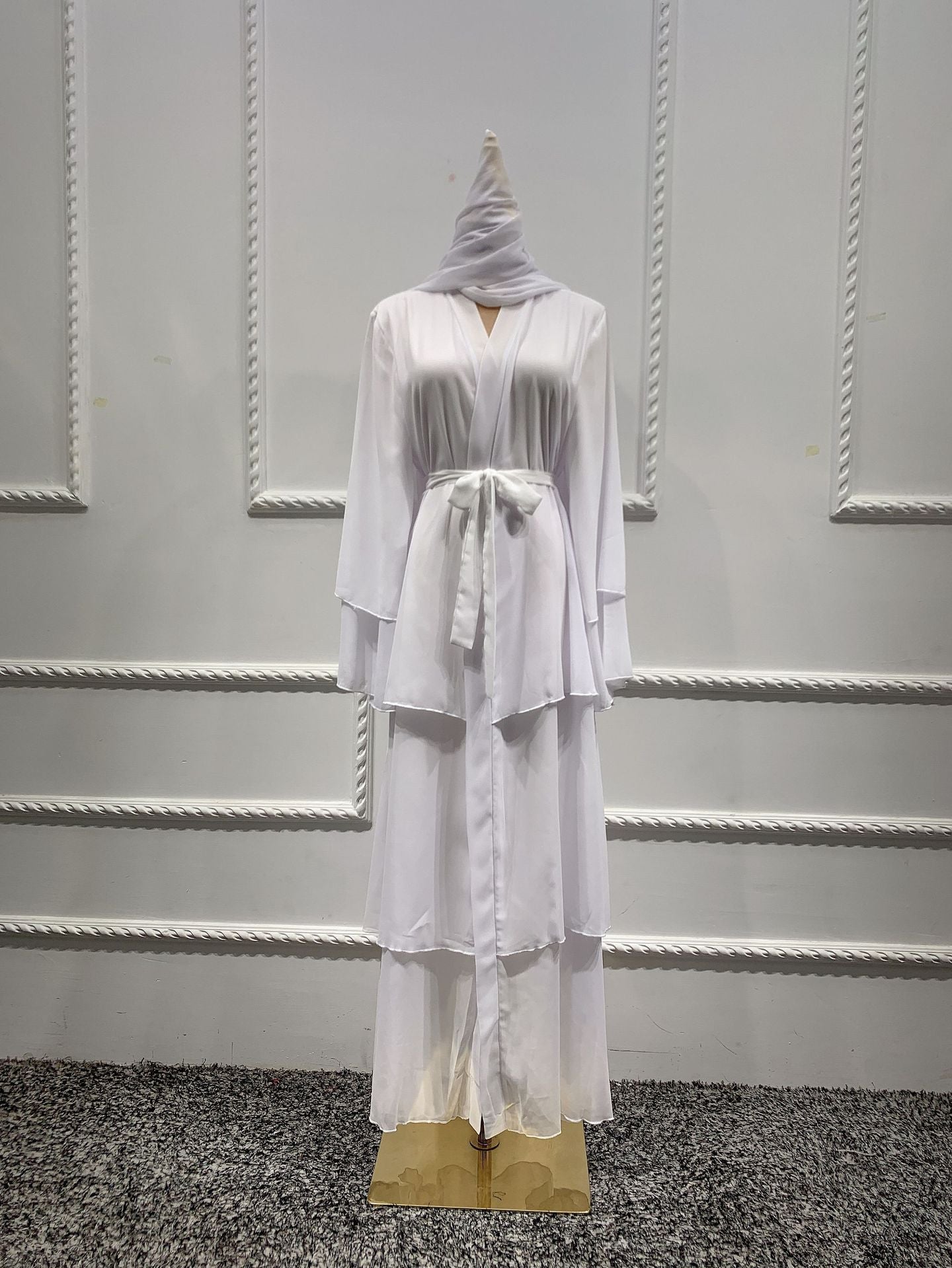 Women's Plain Open Abaya Dress With Hijab