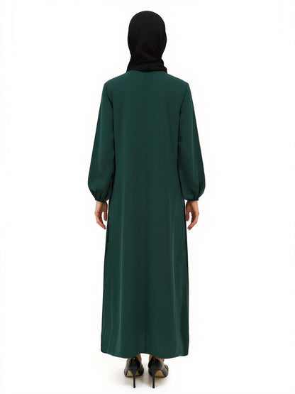 Pleated Belted Modest Maxi Abaya Dress Eid Ready