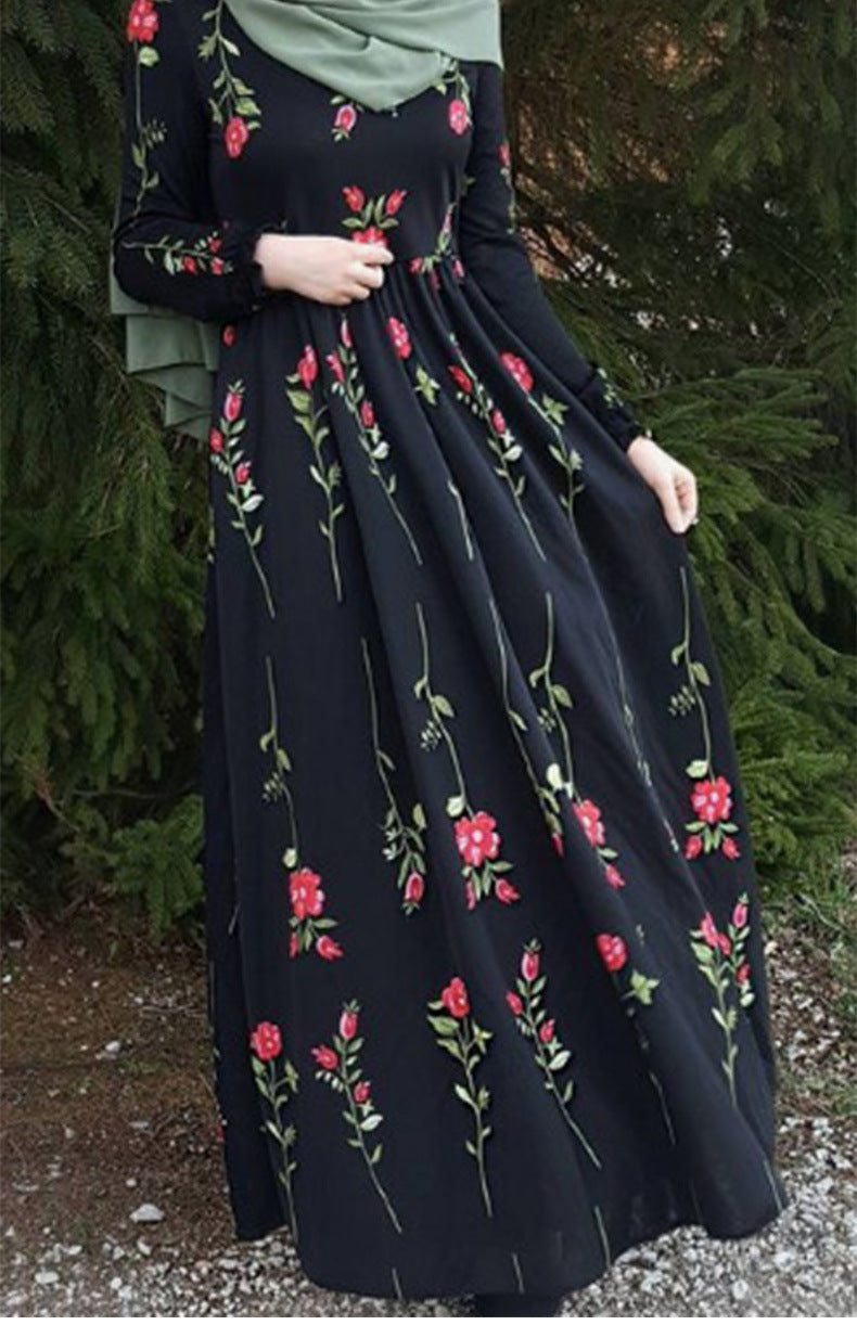 Women's Rose Print Robe Dress