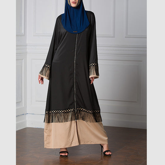 Women's Tassel Lace Panelled Zip-up Robe
