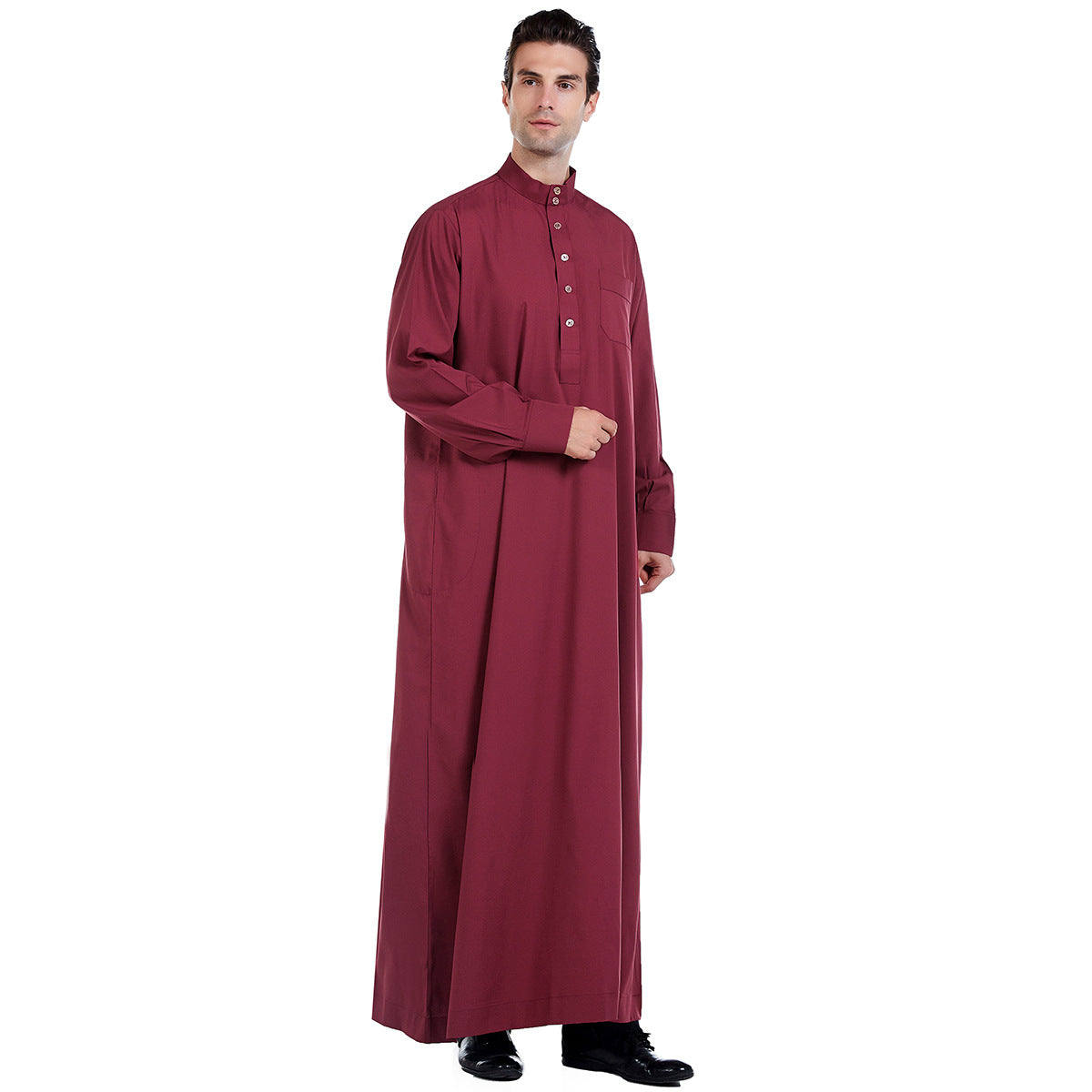 Men's Plain Stand-up Collar Robe