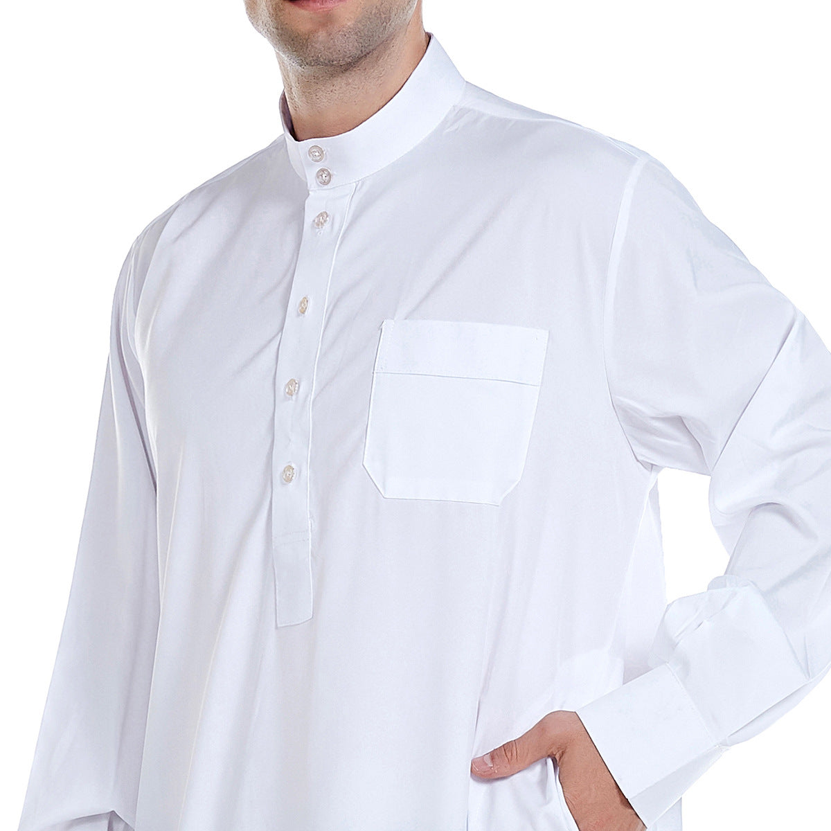 Men's Plain Stand-up Collar Robe
