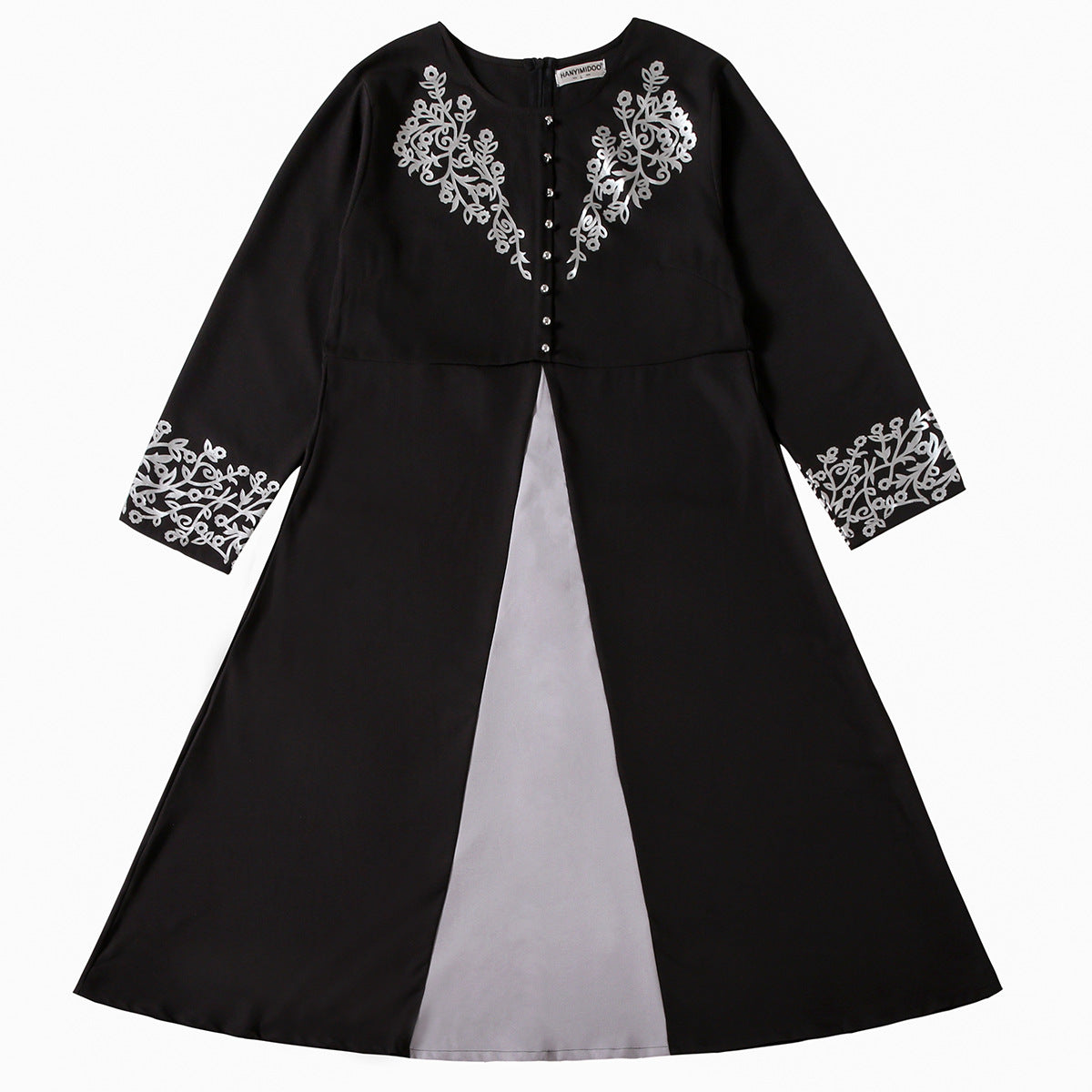 Women's Contrasting Button-down Crewneck Dress