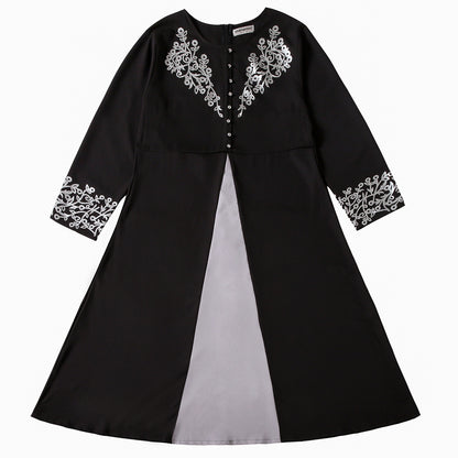 Women's Contrasting Button-down Crewneck Dress