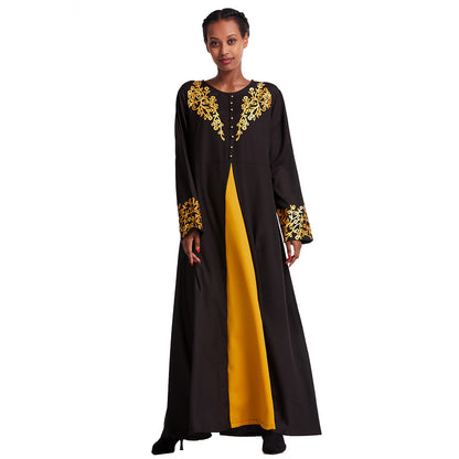 Women's Contrasting Button-down Crewneck Dress