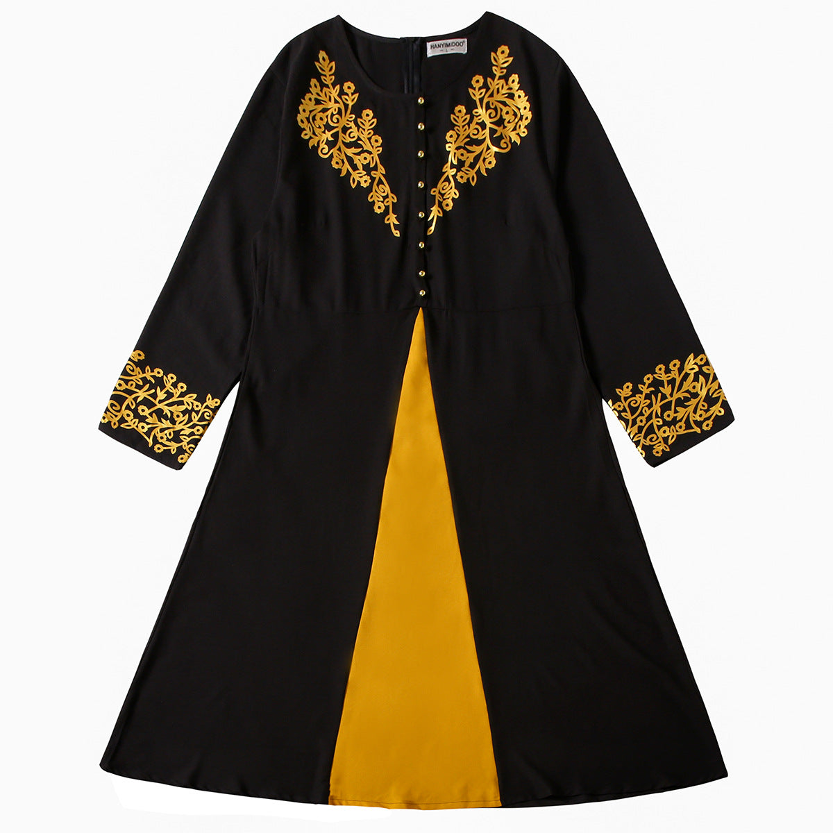Women's Contrasting Button-down Crewneck Dress