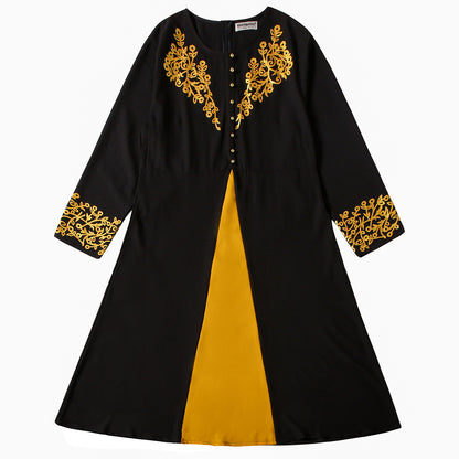 Women's Contrasting Button-down Crewneck Dress