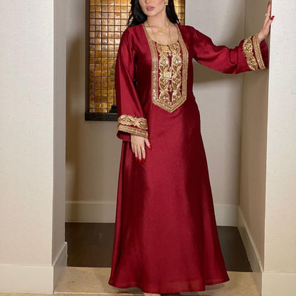 Women's Gold Silk Sequins Elegant Dress