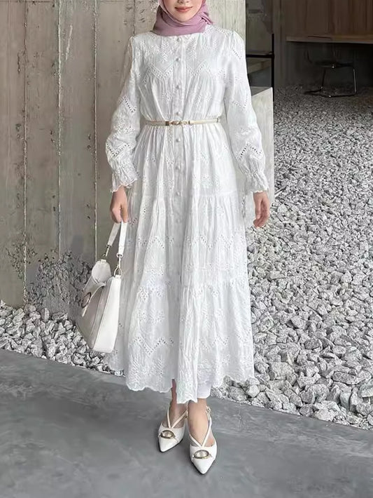 Women's Plain Embroidered Lace Dress