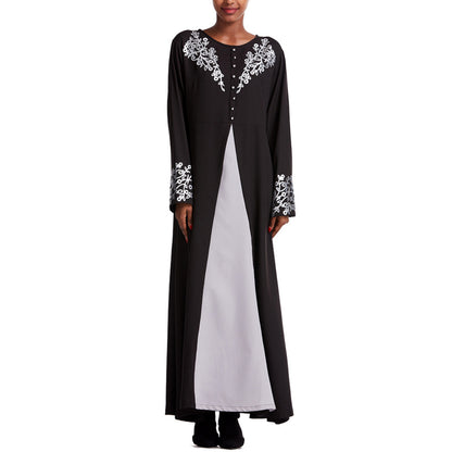 Women's Contrasting Button-down Crewneck Dress