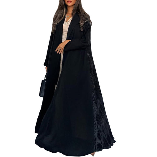 Women's Fashionable Black Robe Open Abaya