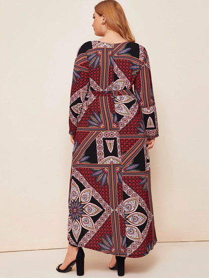 Women's Modest Loose Retro Long-sleeved Dress