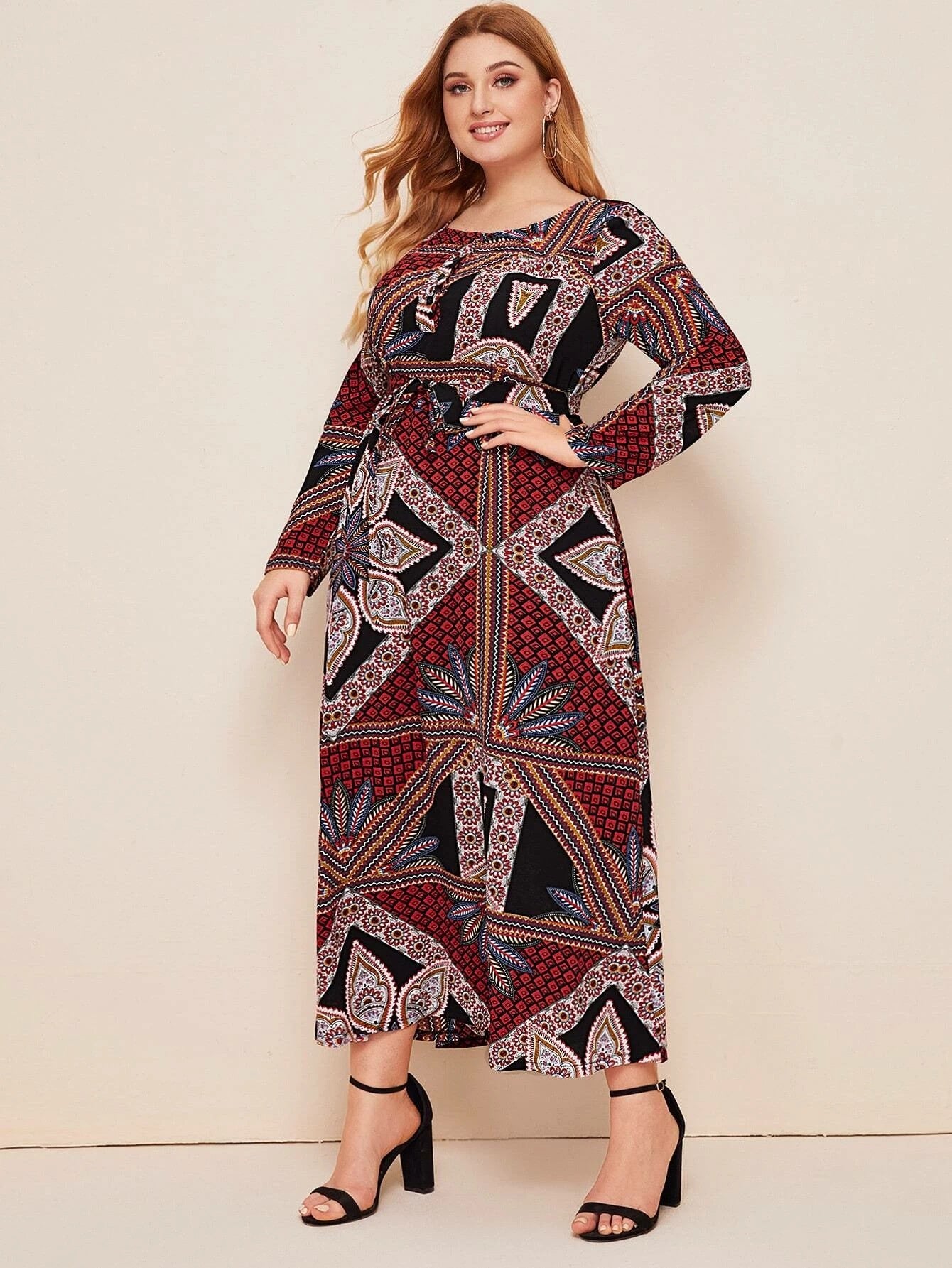 Women's Modest Loose Retro Long-sleeved Dress
