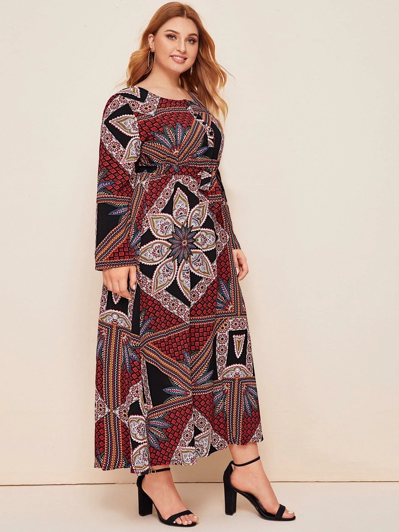 Women's Modest Loose Retro Long-sleeved Dress