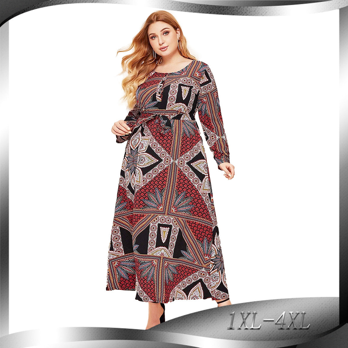 Women's Modest Loose Retro Long-sleeved Dress