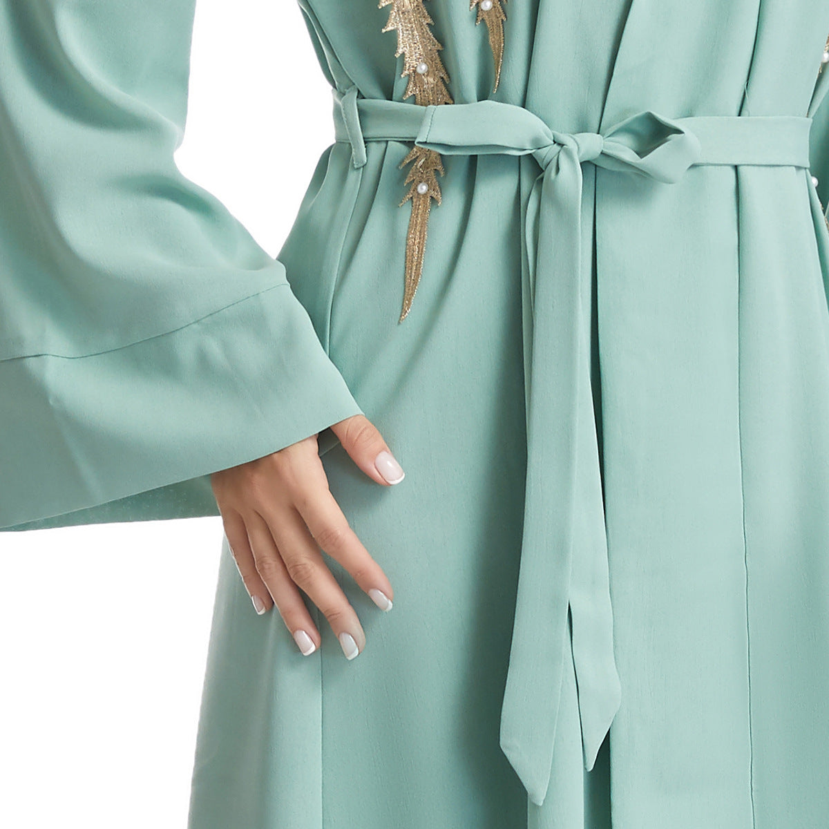 Women's Embroidered Appliqué Robe Dress